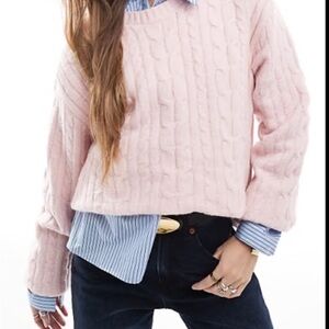 Hollister Oversized Light Pink Cable Knit Sweater